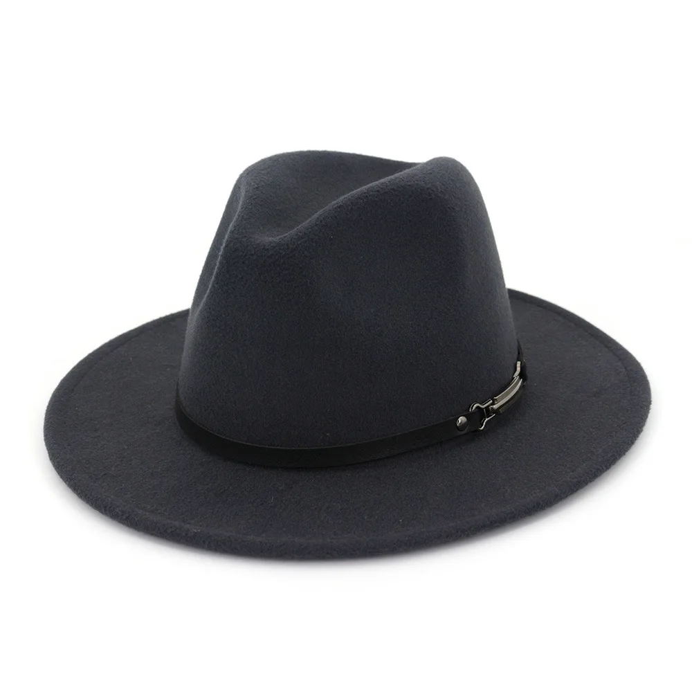 Женская шерстяная ковбойская шляпа в западном стиле с широкими полями, ковбойская джазовая Кепка для конного спорта с тонкой лентой AD0842 - Color: Black
