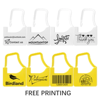 

Pobsuier 100 Custom Security Tag Personalized Plastic Garment Brand Logo White Hang Label Tags for Clothing Shoes Bag Logistics