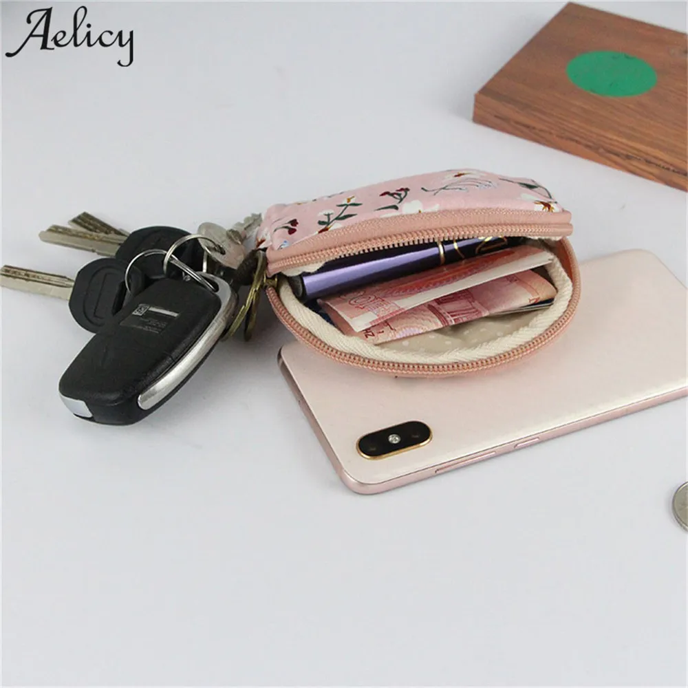 Aelicy сумки для женщин девушки цветок кошелек с рисунком дамы холст кошелек изменить мешочек для ключей молния Cluth сумка