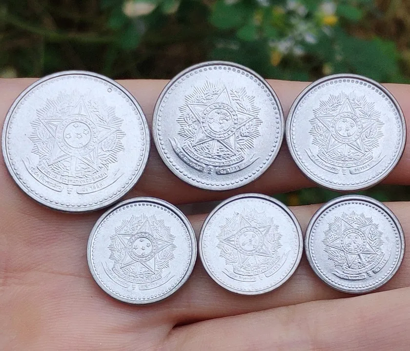 Набор из 6 бразильских монет, настоящие монеты, оригинальная коллекция