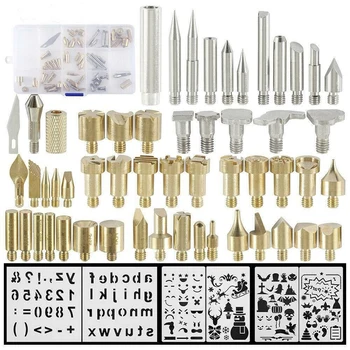 

62pcs/set Wood Burning Engraving Heads Copper With Engraving Plates Soldering Iron Wood Embossing Art Pyrography Supplies