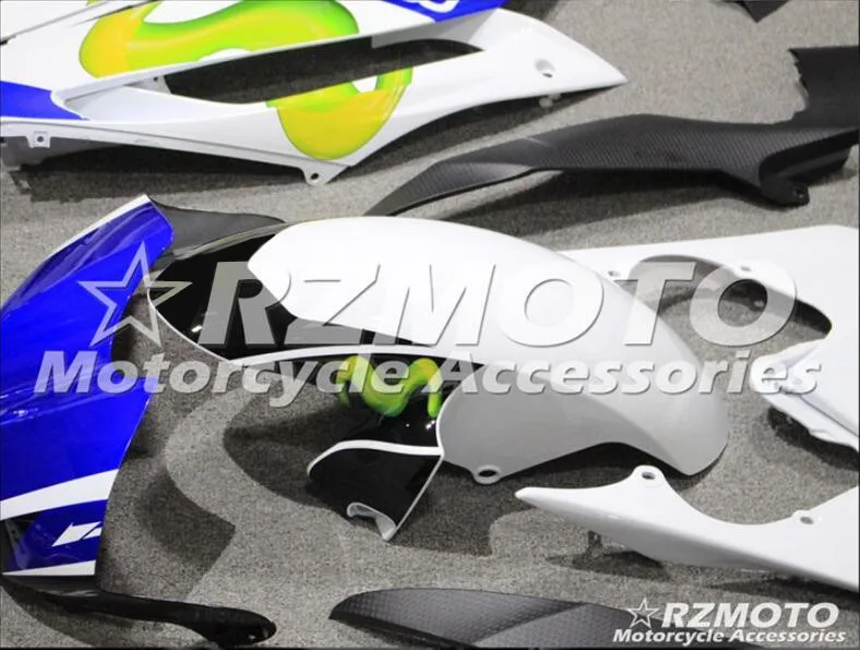 4 подарки набор впрыскивателей Мотоцикл Обтекатели Fit для YAMAHA YZF-R6-600 2008- 08-16 Кузов Набор изготовленный на заказ, цвет синий, белый, черный