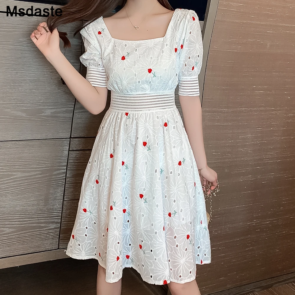 de verano de manga corta para mujer ropa elegante de algodón con bordado de flores, Color blanco, novedad de 2020 - AliExpress Ropa de mujer