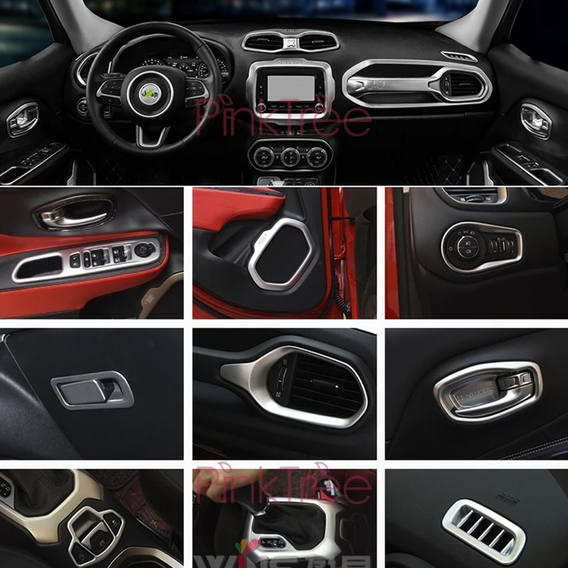 Jecar Volante Decoración Interior Recortar Kits 3Pcs Para Jeep Wrangler Compass Patriot 2011 - 2017, Rojo