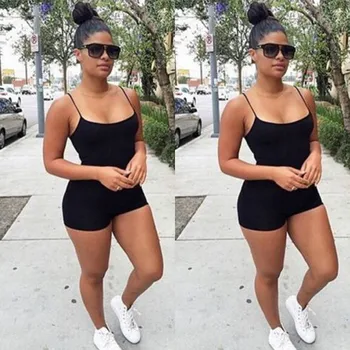 

Women Strappy Bodysuit Playsuit Plain Top Stretch Black Color Spaghetti Strap Romper One-Piece Suit Jumpsuit Outfits Clothes