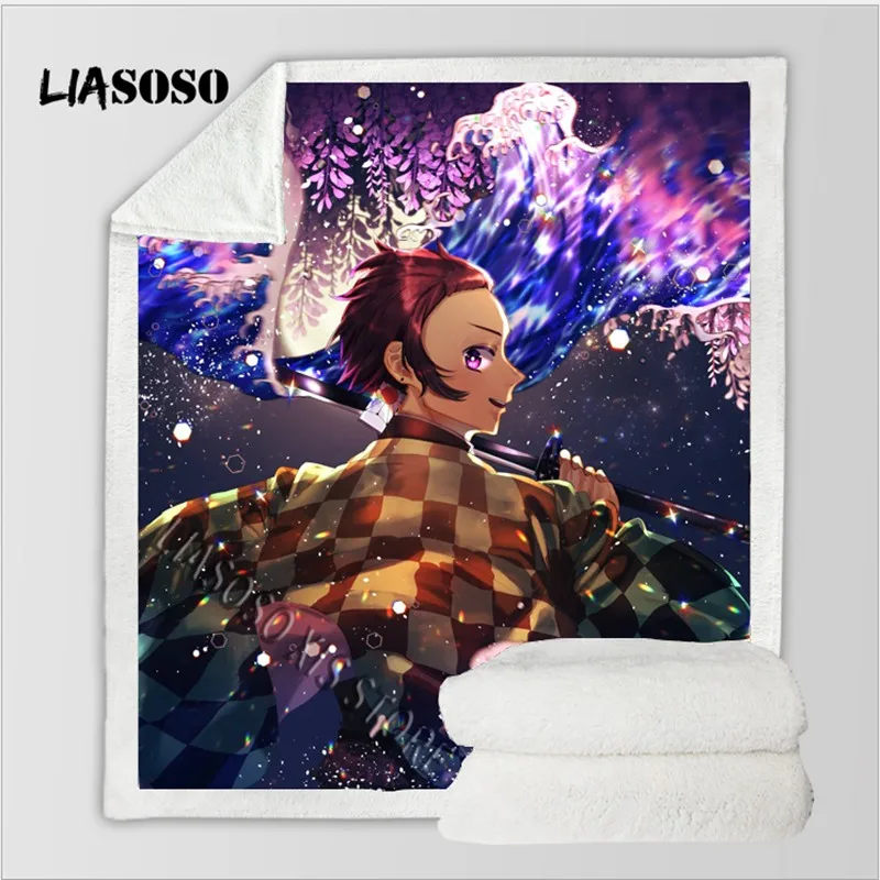 2 Постельные принадлежности одеяло 3D принт аниме Kimetsu no Yaiba шерпа флисовое Покрывало Диван тонкое одеяло путешествия Пикник Туризм одеяло s - Цвет: 2