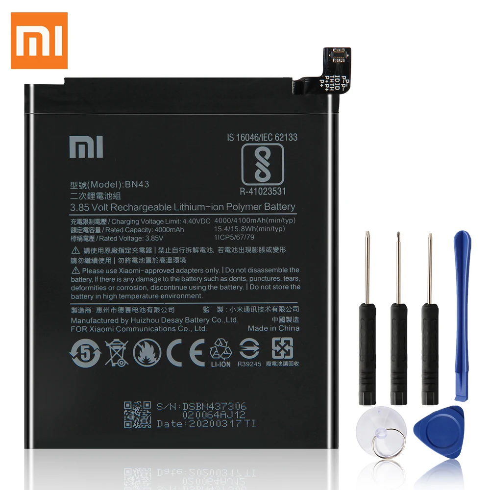 Оригинальная сменная батарея BN43 для Xiaomi Redmi Note 4 X 4X Global Snapdragon 625 Redrice Note4X