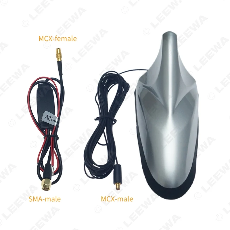 LEEWA 3 комплекта белый/черный/серебристый Автомобильный цифровой Акула ТВ антенна усилитель MCX к SMA Автоматическая цифровая ТВ антенна с усилителем# CA888 - Цвет: Серебристый