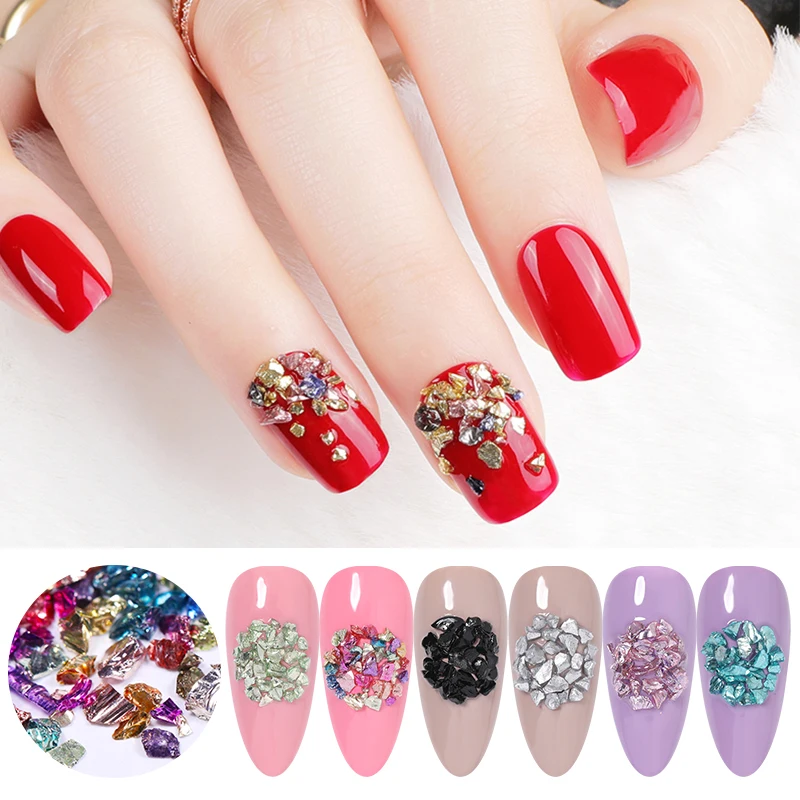 Mixed Sizes 1000Pcs Nail Rhinestones Crushed Stones Irregular Glitter Beads Jewelry Making DIY AB Color Crystal Flat Bottom