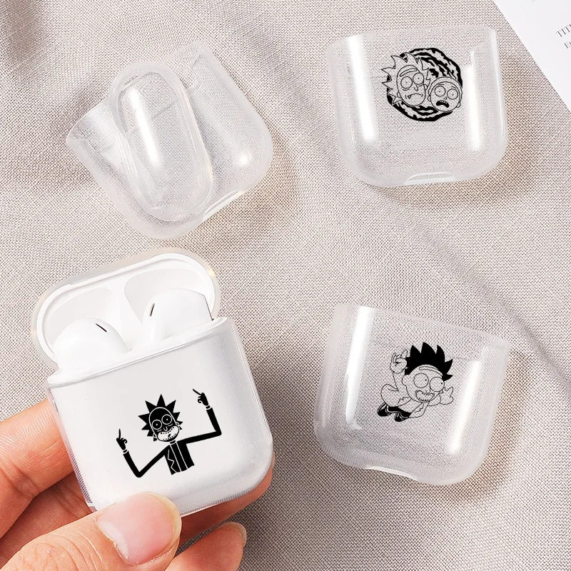 

Cute Case For airpods Case Cartoon Rick and Morti Transparent Bluetooth Earphone Case For Airpods 12 Headphone White Soft Case
