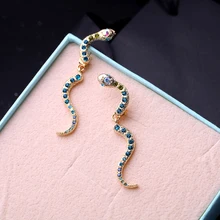 Изысканный Фиолетовый Зеленый Кристалл милые маленькие серьги-гвоздики в виде змеи для женщин Подарки модные ювелирные изделия