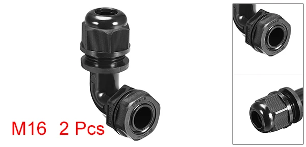 M16 for 6-10mm Uxcell 2 шт. M16 M20 M25 M32 кабельный ввод 90 градусов Водонепроницаемый шарнир для 4-7 мм 6-10 мм 6-11 мм 9-14mm13-18mm Dia кабель черный - Цвет: M16 for 6-10mm