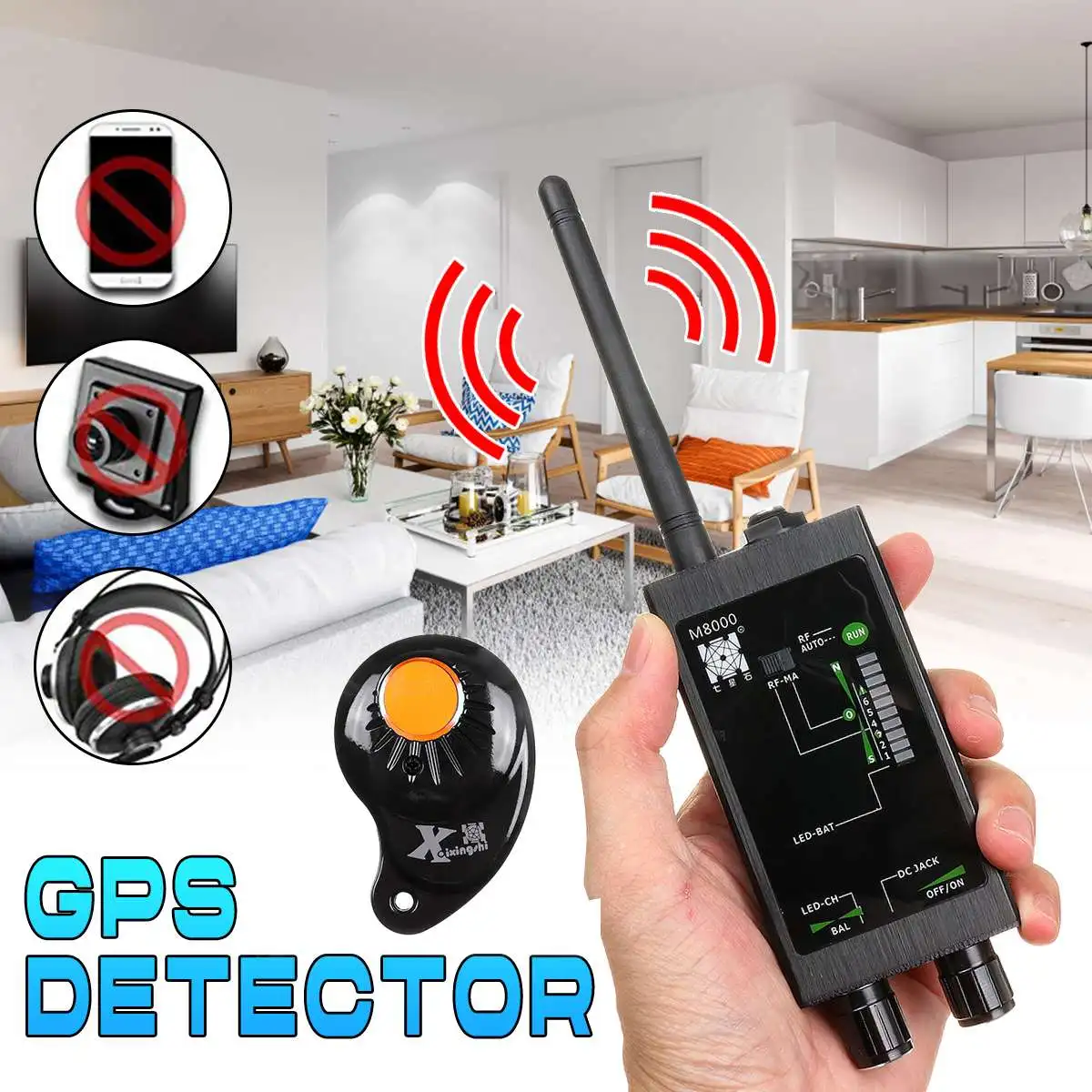 1Set M8000 Signal Detector Wireless RF Signal Detector Anti-spy Candid Camera GSM Audio GPS Scan Finder-Privacy Protect Dropship