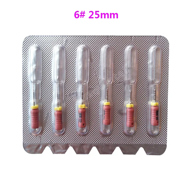 Size6 Red 25mm Стоматологическая C+ файлы Эндодонтический C-Пилот Файлы Нержавеющая сталь C файлы 8-15#6 шт./упак. корневого канала файлов с фокусным расстоянием 25 мм для Эндодонтический стоматологический - Цвет: Size6 Red 25mm
