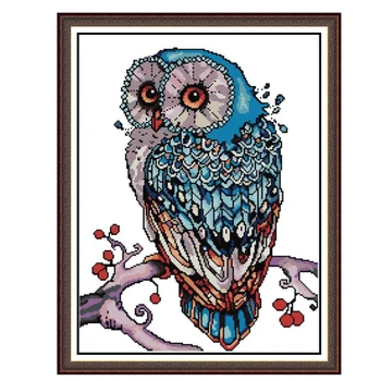 

50 x 73cm 11CT 3 Strands Printing Cross Stitch Kits DIY Decorative Cross-stitch Embroidery Kit Without Frame - Owl