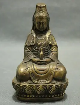

yan 13CM Chinese Bronze Copper Buddhism Kwan-yin GuanYin Goddess Pot Buddha Statue Garden Decoration 100% real Brass Bronze