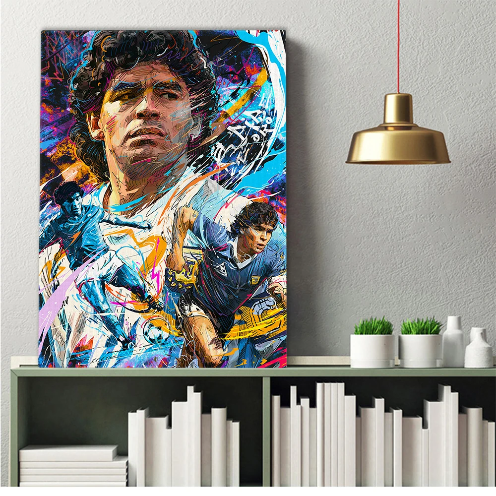 Diego Maradona Football Player Paintings Printed on Canvas • CanvasPaintArt