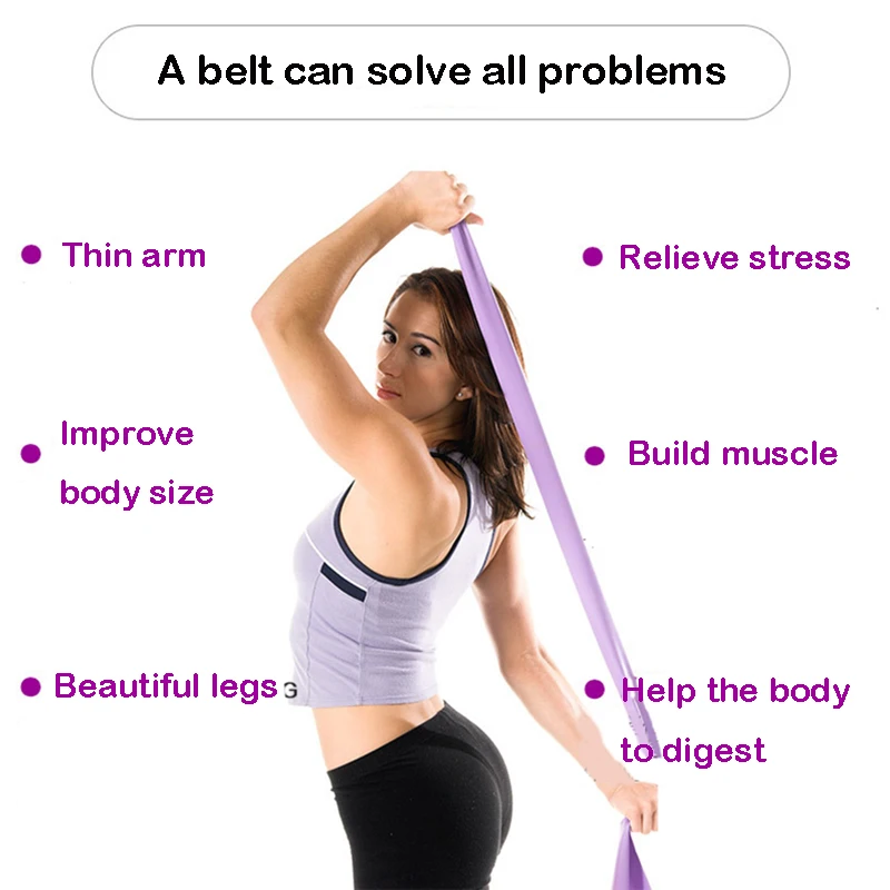 Women's Yoga Stretch Belt Waist Leg Exercise Resistance Band Fitness TPE Yoga with Strength Training