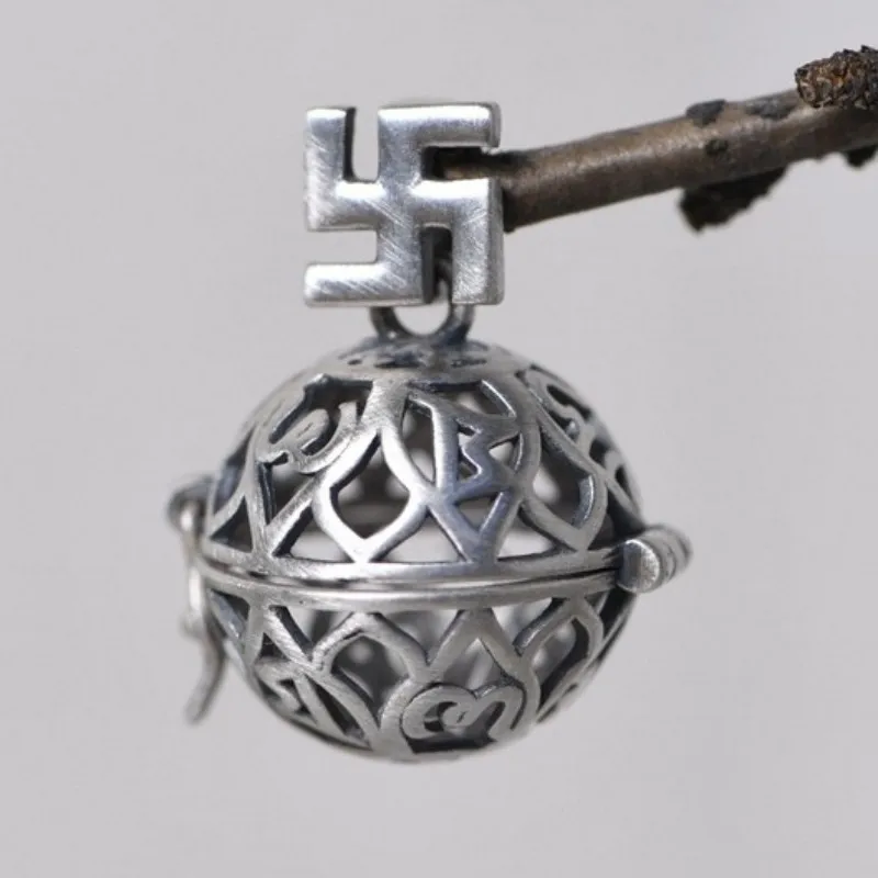 

S925 Sterling Silver Charm Pendants Six Syllable Mantra Thai Silver Dangle Jewelry Pure Argentum Men's Women' Buddhist Amulet
