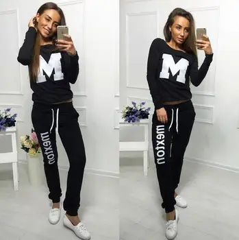 

Women Tracksuit Two Piece Pants Set Women Sweat Suits Euroepan Style Letter Two Piece Sets Hoodies +long Pants