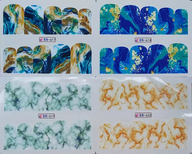 Переводные водные фольги для ногтей градиентный мрамор дизайн ногтей наклейки Мода полное покрытие наклейки C29/C30/C31/C32 - Цвет: 4 SIZE