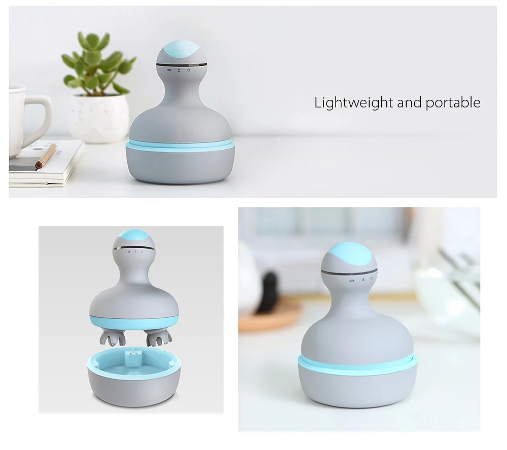 Xiaomi Мини массажер для головы 3D стерео массаж четыре колеса вращение влажной и сухой 6 видов массажа ручной массажный инструмент смарт