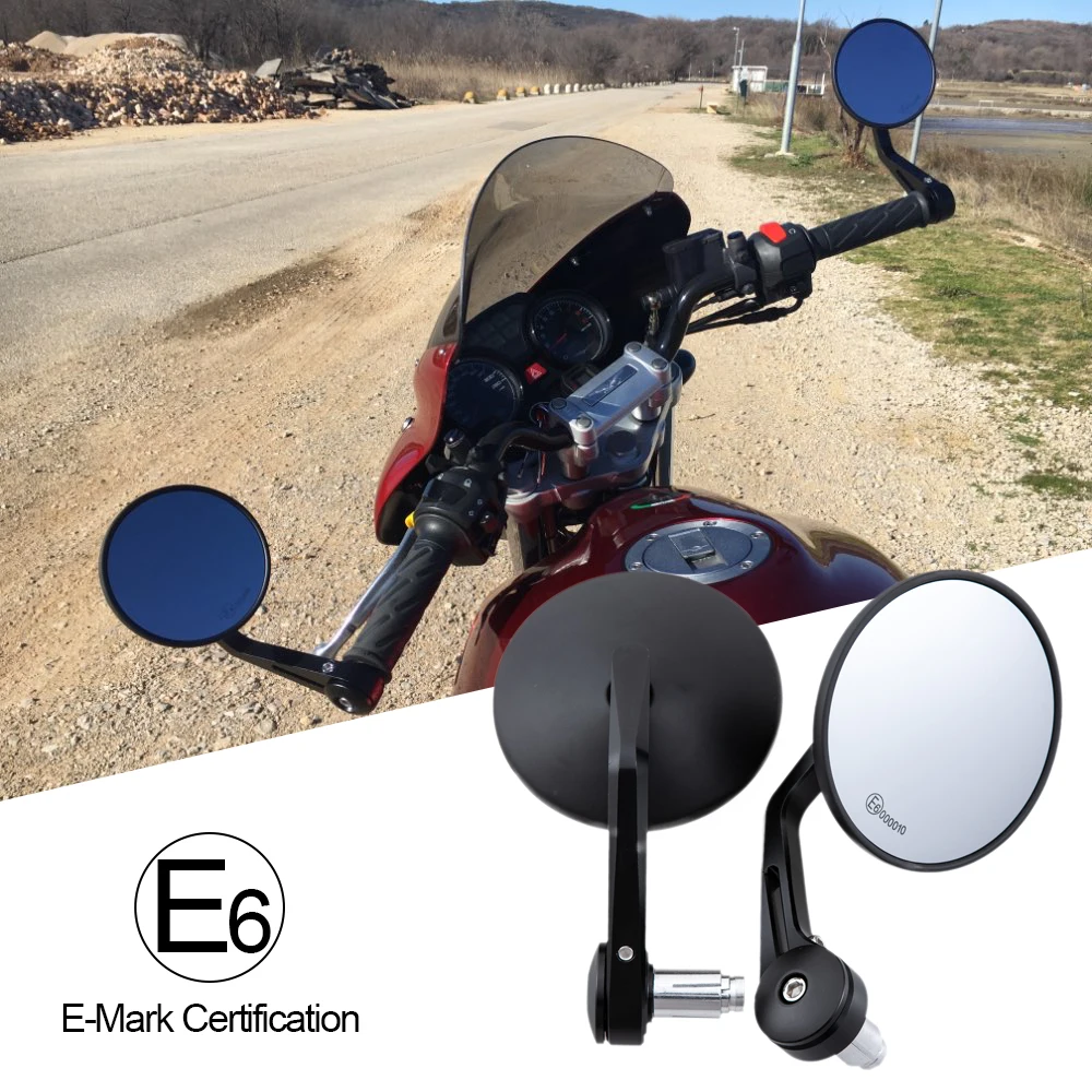 Universal Motorcycle Rearview Side Mirror - 3.8 Inch Round Handlebar E