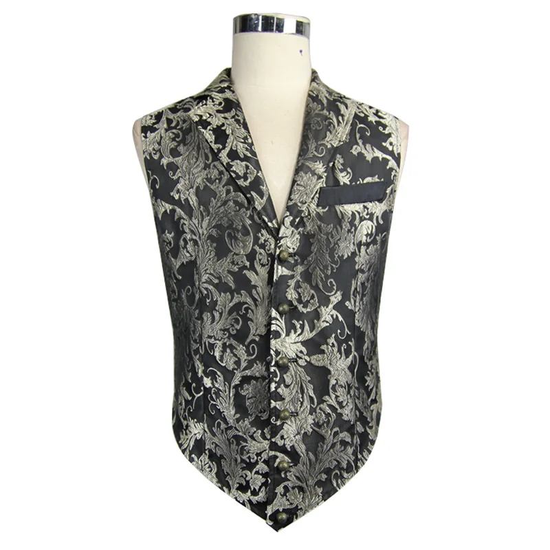 Devil Fashion Men Gothic Vintage Rock Sleeveless Army Uniform Embroidered Vest Evening Party Gentleman Waistcoat Jackets - Цвет: Золотой