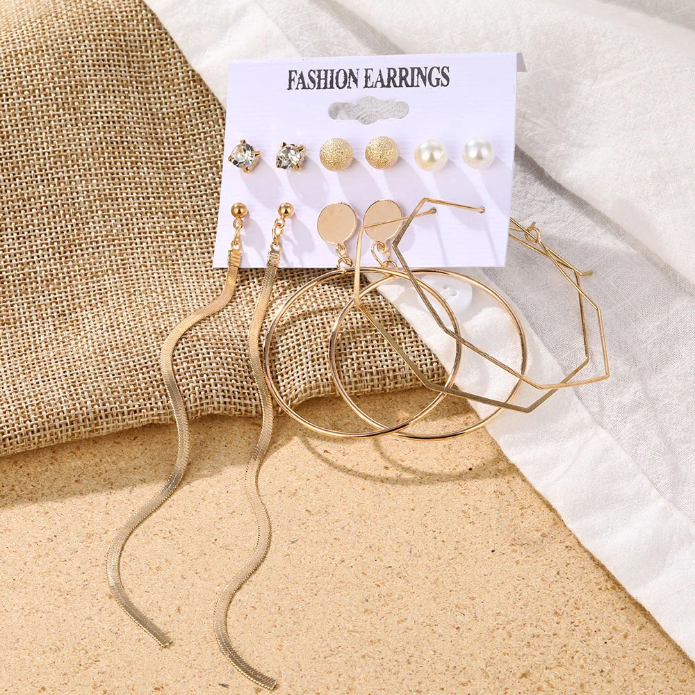Fashion Women’s Earrings Set Pearl Crystal Stud Earrings For Women 2020 Boho Geometric Round Flower Tassel Earrings Punk Jewelry