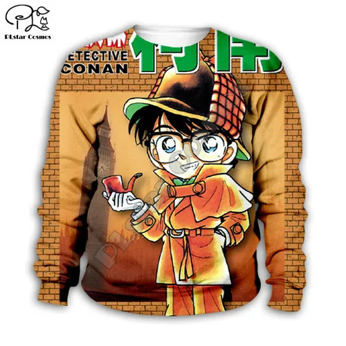 Kids sweatshirts Новинка; детская толстовка с капюшоном с 3D изображением детектива Конана; толстовка с принтом аниме; толстовка на молнии; футболка; уличная одежда для мальчиков и девочек; комплект для детей - Цвет: Kids sweatshirts