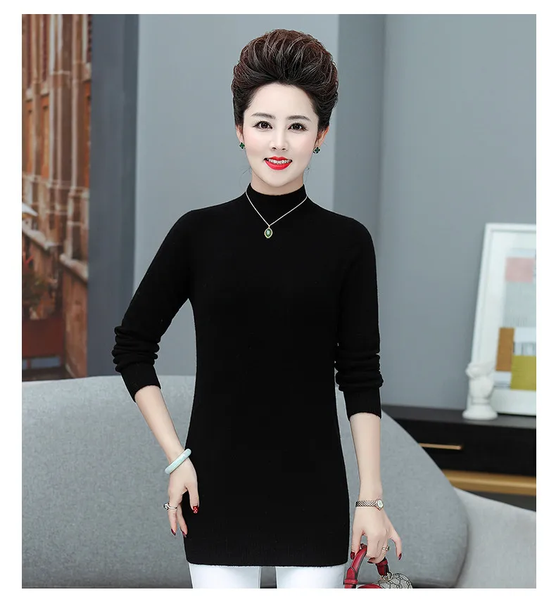 XJXKS winter new high-end wool women knitted dress loose plus size comfortable casual women turtleneck sweater
