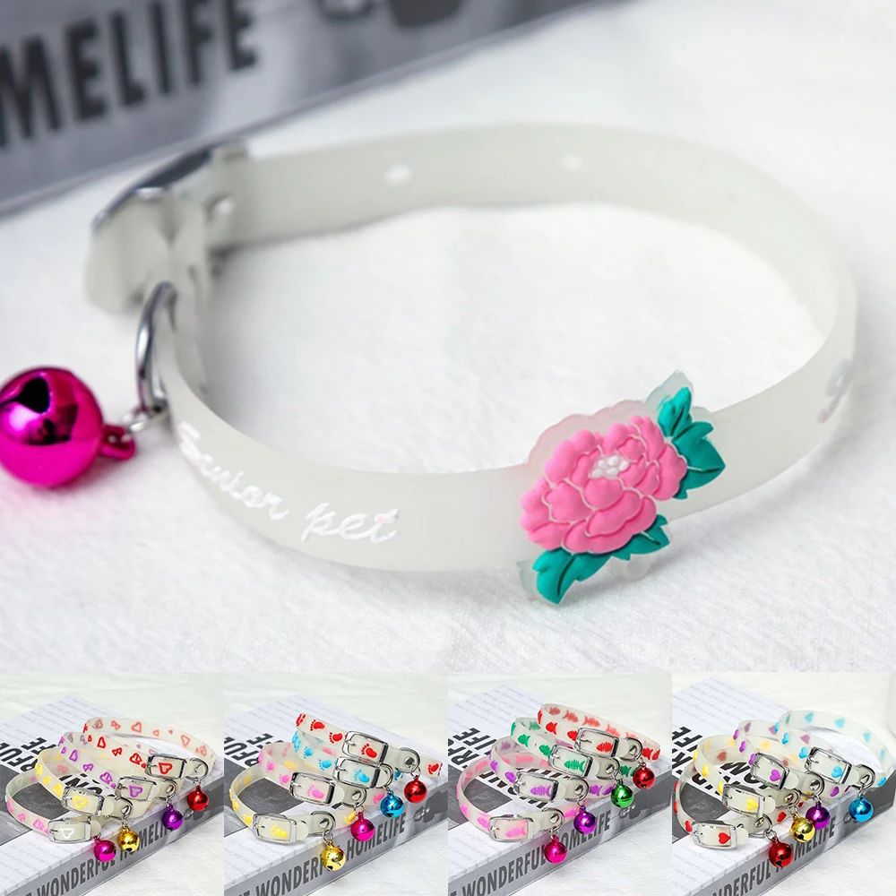

1pc Pet Glowing Collars with Bells Glow at Night Dogs Cats Necklace Light Luminous Neck Ring Accessories Drop Shipping