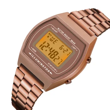 

PANARS Top Luxury Watch Coffee Gold Women Man Watches Quartz Waterproof LED Digital Metal Ladies Watch Clock reloj mujer 2020