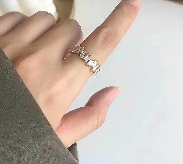 Baguette Ring, Baguette Cut Ring, Open Baguette Cluster Ring Emerald Cut Women's Wedding Ring Stackable Ring