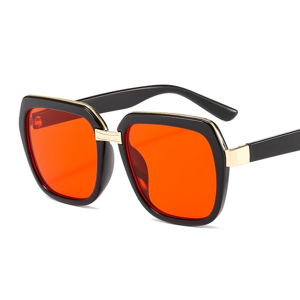 Black frame red Новые мужские и женские цветные солнцезащитные очки из металлического пластика, модные солнцезащитные очки для женщин, оригинальные Подиумные очки - Цвет линз: Black frame red