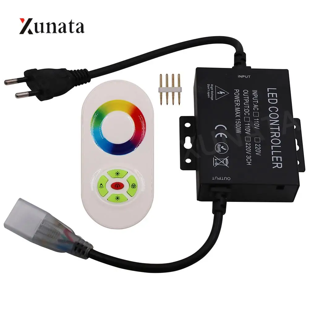 

110V 220V 1500W RGB controller Led dimmer 5key RF touch remote control EU plug / US plug Free shipping