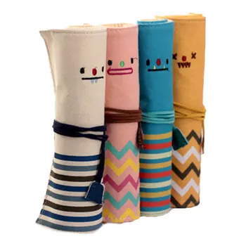 

Rolled Pencil Case, Cute Cartoon Pattern Stationery Box, School Supplies, Office Supplies (Yellow / Pink / Beige / Blue)