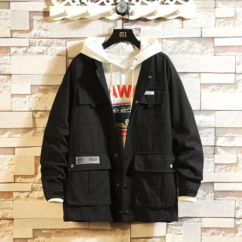 

2019 Autumn New Style Japanese-style White Brick Wall Guapai Large Size Labeling Coat Men's M-5x Hj1902-p85