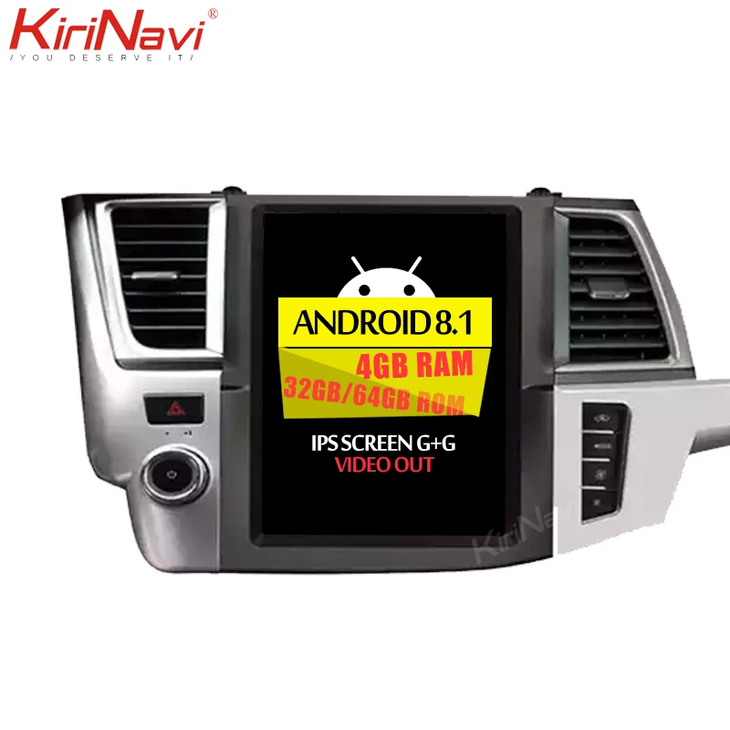 KiriNavi вертикальный экран Tesla стиль 12," Android 8,1 автомобильный Радио dvd-плеер для Toyota Highlander авто gps навигация+ wifi