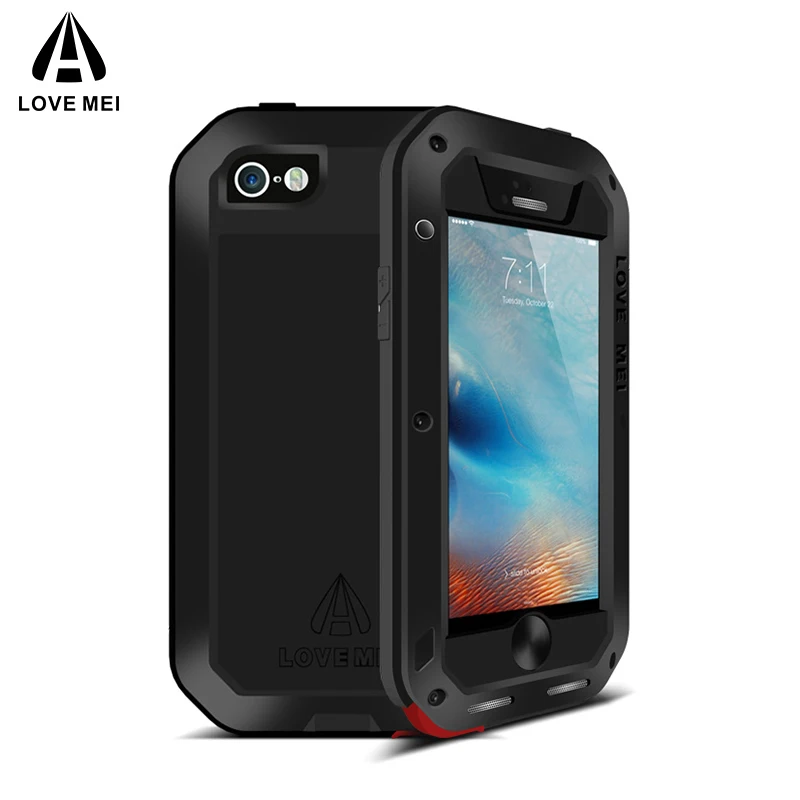 

LOVE MEI Aluminum Metal Case For iPhone 5 5S SE Cover Powerful Armor Shockproof Life Waterproof Case For iPhone5 5s SE Coque