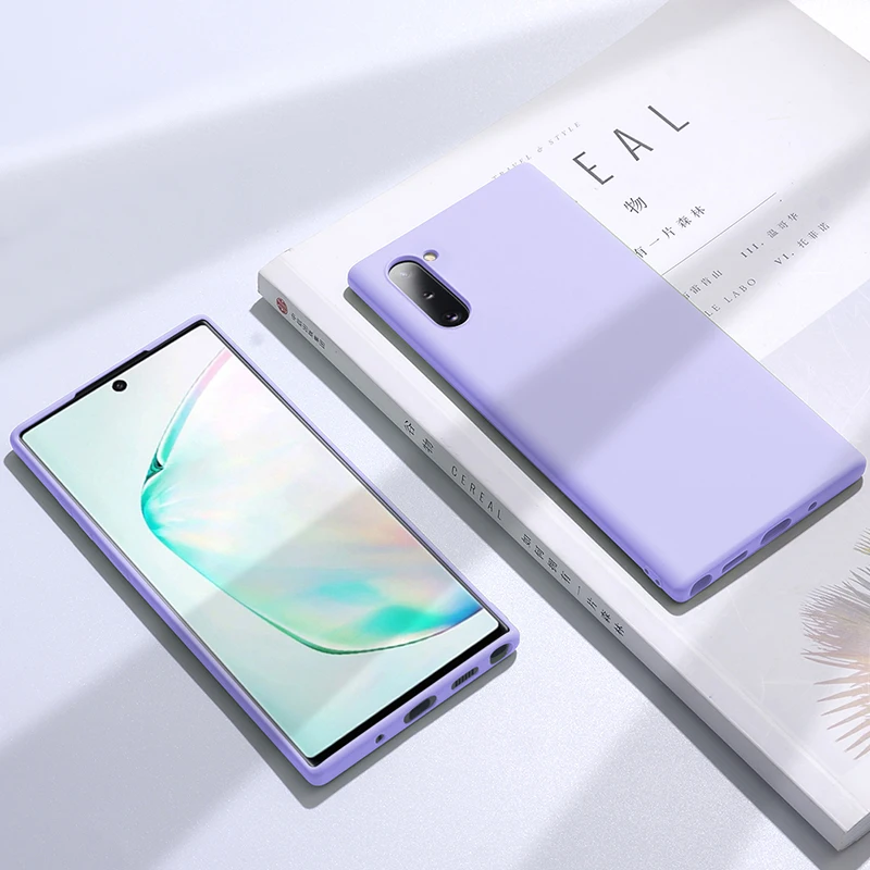 Для samsung Galaxy Note 10 чехол Note 10 Plus жидкий Силиконовый ТПУ карамельного цвета чехол для samsung Galaxy Note 9 8 10 Pro Чехол - Цвет: Фиолетовый