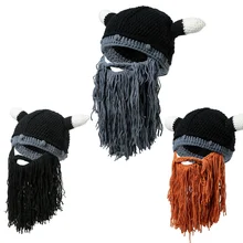 Горячая Распродажа мужские варвары Vagabond Viking Beanie роговые шапки ручной работы зимние теплые подарки на день рождения крутые забавные Кляпы шапка на Хэллоуин