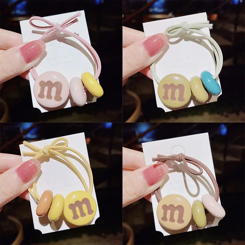 

Cute M Bean Candy Color Elastic Hair Bands Headband Women Girls Sweet Scrunchie Ponytail Rubber Bands Headband Hair Accessories