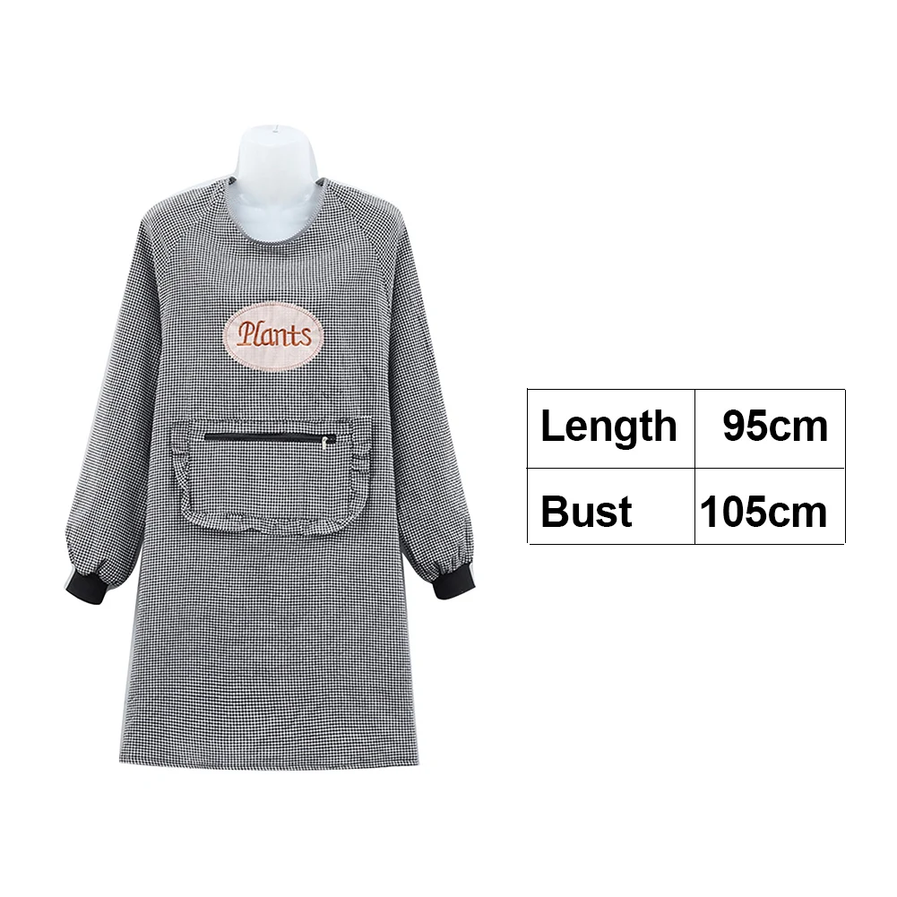 Women Long Sleeve Oil Proof Cotton Home Kitchen Cooking Clean Apron Pocket Smock Hairdresser Cartoon Hairdressing Soft Bib Tool