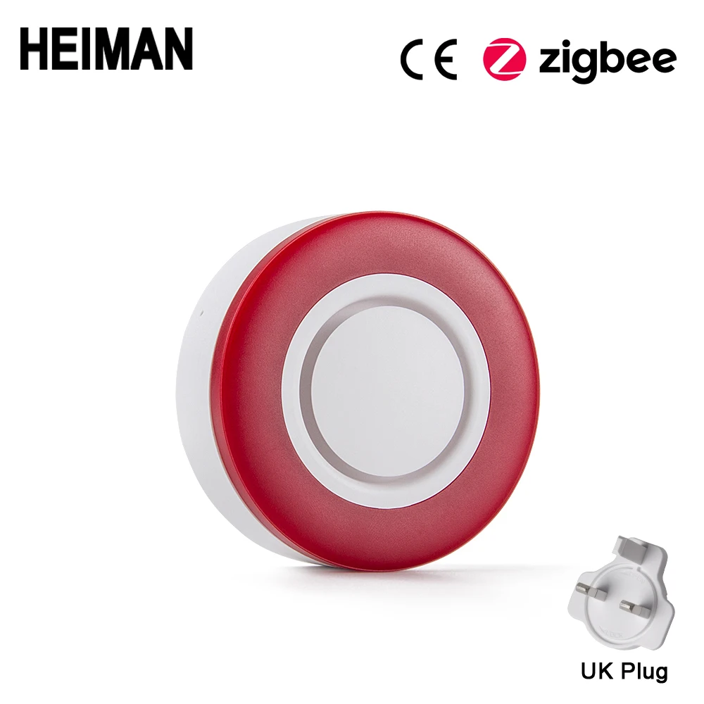 HEIMAN Zigbee HA1.2 умная стробоскопическая вспышка Сирена звуковой сигнал тревоги с 95 дБ большие звуки, чтобы грозим вора - Цвет: UK PLUG