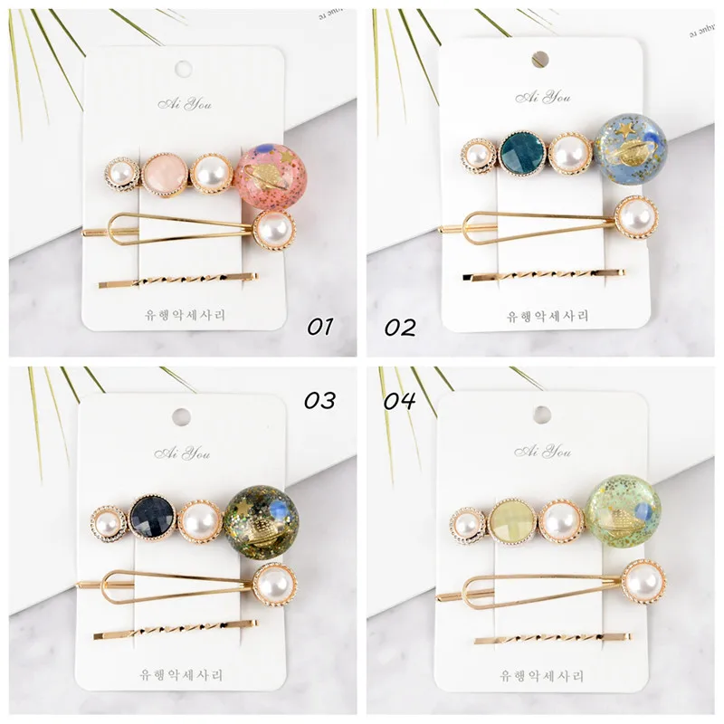 3Pcs/Set Metal Pearl Baby Girls Headclips Fashion Women Hair Clips Pins Kids Headwear Infant Cute Photo Hair Accessories 6CM