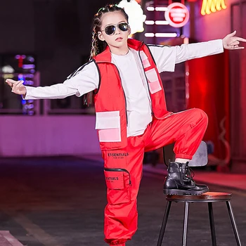 

Children Street Dance Costumes Girls Tide Hiphop Jacket New Autumn Kids Jazz Dance Performance Stage Clothes Rave Outfit DQL2737
