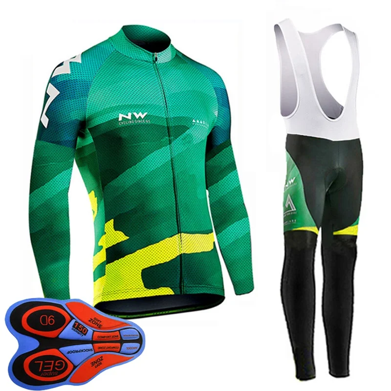 Ropa Ciclismo Men cycling long sleeve jersey bib pants set autumn breathable road bicycle clothing bike sports uniform Y112201