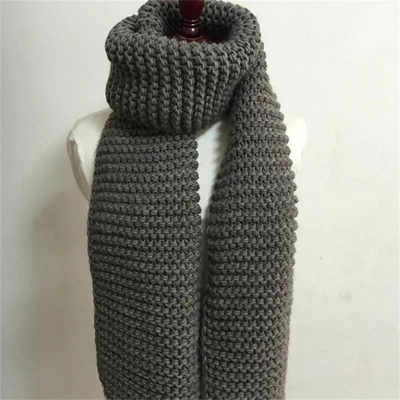Dilidala шарф из грубой шерсти ручной работы женский зимний толстый Одноцветный студенческий вязаный теплый шарф однотонный теплый шарф - Цвет: 6