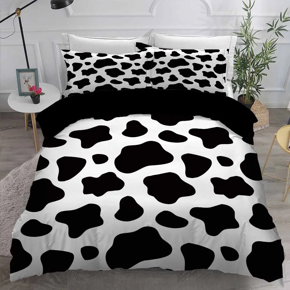 

2/3 Pieces Cow Animal Bedding Sets 3D Print Duvet Cover Set Black White Bed Quilt Cover Twin Queen King Cover Set(No Sheets)
